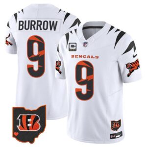 Men's Cincinnati Bengals #9 Joe Burrow White F.U.S.E. With 4-Star C Patch Special Vapor Untouchable Limited Football Stitched Jersey