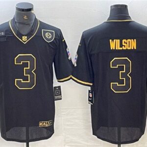 Men's Pittsburgh Steelers #3 Russell Wilson Black/Gold Salute To Service Limited Stitched Jersey