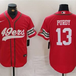 Men's San Francisco 49ers #13 Brock Purdy Red With Patch Cool Base Stitched Jersey