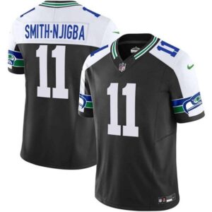 Men's Seattle Seahawks #11 Jaxon Smith-Njigba Black F.U.S.E. Vapor Throwback Limited Football Stitched Jersey