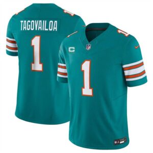 Miami Dolphins #1 Tua Tagovailoa Aqua 2024 F.U.S.E. Alternate With 3-Star C Patch Vapor Limited Football Stitched Jersey