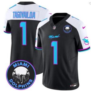 Miami Dolphins #1 Tua Tagovailoa Black F.U.S.E. 'Miami Vice' Vapor Limited Football Stitched Jersey