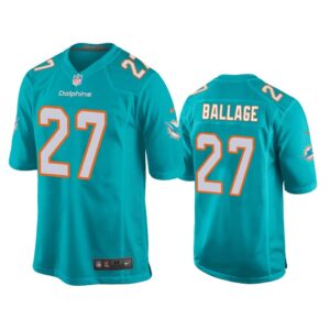 Miami Dolphins #27 Aqua Men Kalen Ballage Game Jersey