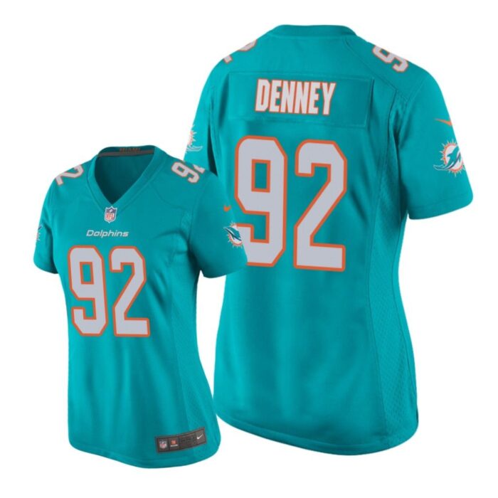 Miami Dolphins #92 Aqua John Denney Game Jersey - Women