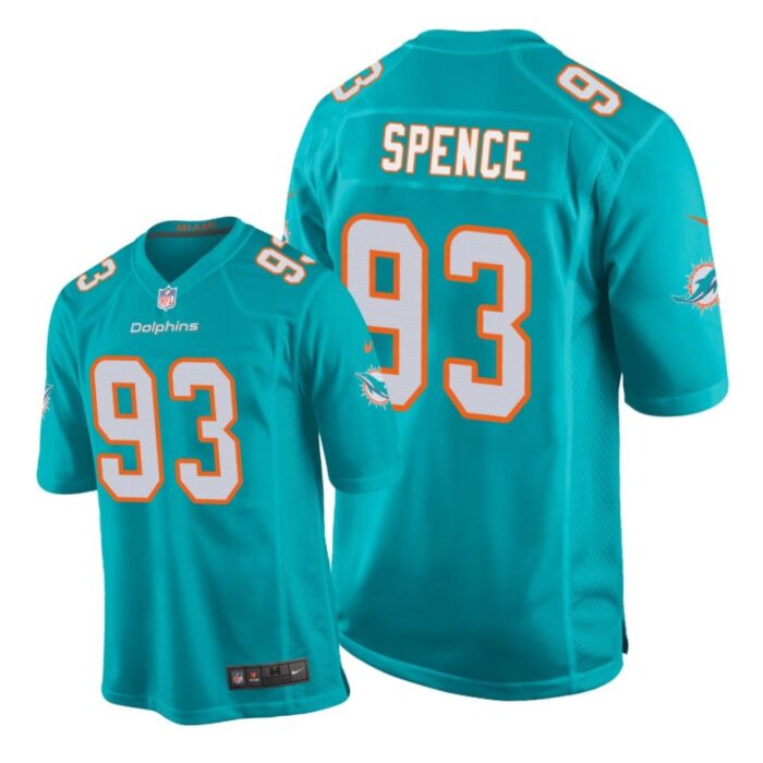 Miami Dolphins #93 Aqua Men Akeem Spence Game Jersey