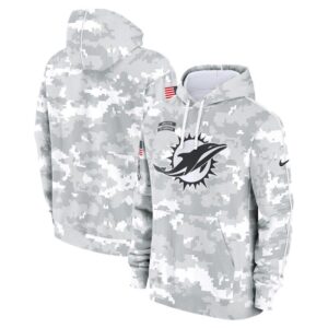 Miami Dolphins Youth 2024 Salute To Service Pullover Hoodie - White/Gray