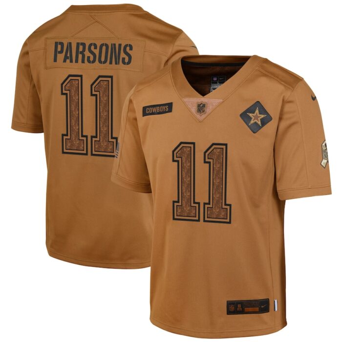 Micah Parsons Dallas Cowboys Youth 2023 Salute To Service Limited Jersey - Brown