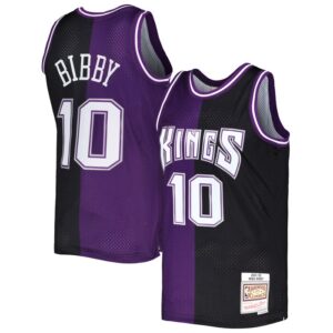 Mike Bibby Sacramento Kings Hardwood Classics 2001/02 Split Swingman Jersey - Purple/Black