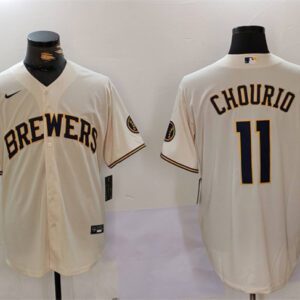 Milwaukee Brewers #11 Jackson Chourio Cream Cool Base Stitched Jersey