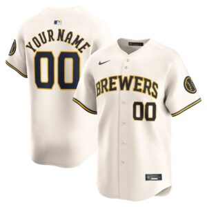 Milwaukee Brewers Home Limited Custom Jersey - Cream