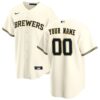 Milwaukee Brewers Home Replica Custom Jersey - Cream