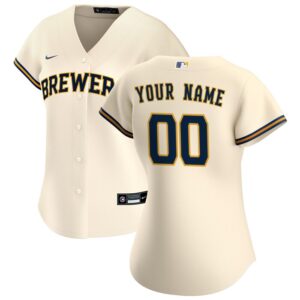 Milwaukee Brewers Women Home Replica Custom Jersey - Cream