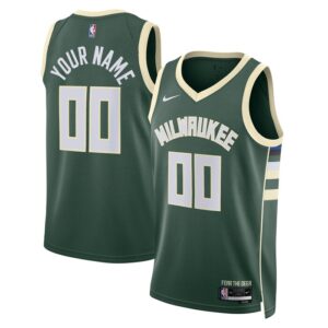 Milwaukee Bucks Unisex Swingman Custom Jersey Hunter Green - Icon Edition