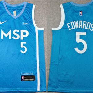 Minnesota Timberwolves #5 Anthony Edwards Blue Stitched Jersey