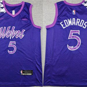 Minnesota Timberwolves #5 Anthony Edwards Purple Stitched Jersey