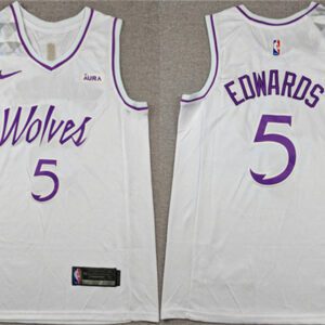 Minnesota Timberwolves #5 Anthony Edwards White Stitched Jersey