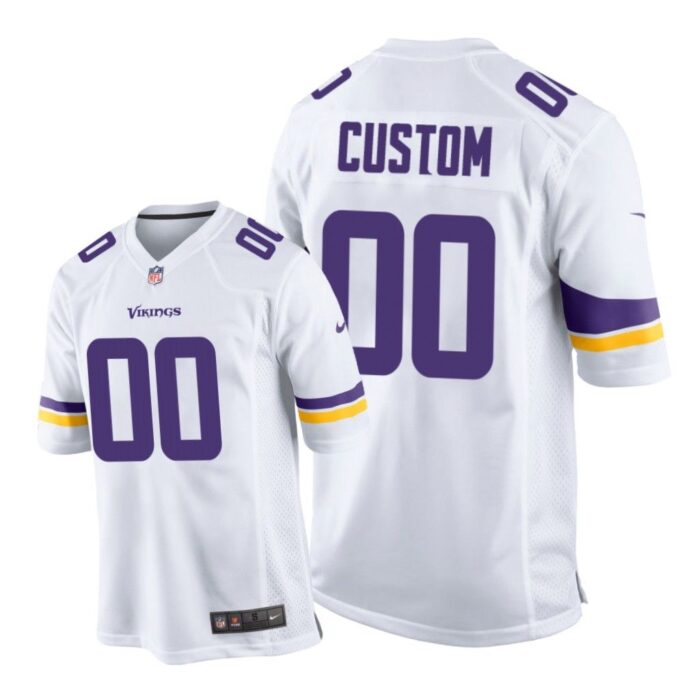 Minnesota Vikings #00 White Men Custom Game Jersey