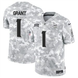 Minnesota Vikings #1 Bud Grant Arctic Camo 2024 F.U.S.E. Salute to Service Limited Football Stitched Jersey