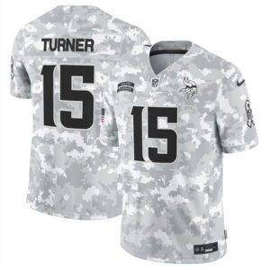 Minnesota Vikings #15 Dallas Turner Arctic Camo 2024 F.U.S.E. Salute to Service Limited Football Stitched Jersey