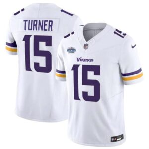 Minnesota Vikings #15 Dallas Turner White 2024 With Draft Patch F.U.S.E Vapor Untouchable Limited Stitched Jersey