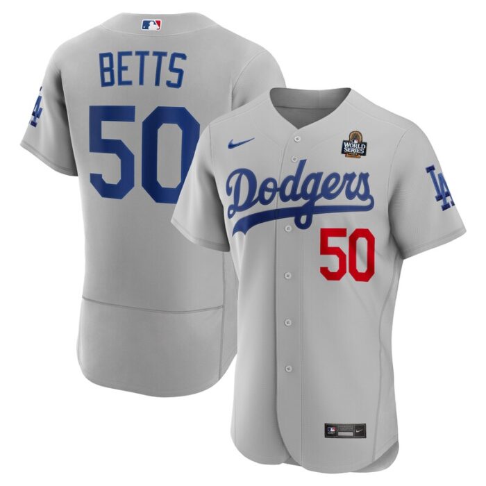 Mookie Betts Los Angeles Dodgers 2024 World Series Alternate Player Jersey - Gray