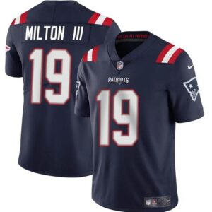 New England Patriots #19 Joe Milton III Navy 2024 Vapor Limited Football Stitched Jersey