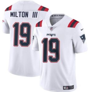 New England Patriots #19 Joe Milton III White 2024 Vapor Limited Football Stitched Jersey