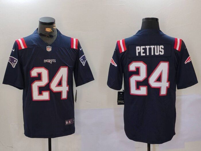 New England Patriots #24 Dell Pettus Navy Vapor Limited Football Stitched Jersey