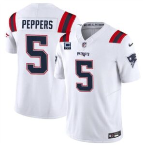 New England Patriots #5 Jabrill Peppers White 2024 F.U.S.E. With 3-Star C Patch Vapor Limited Football Stitched Jersey