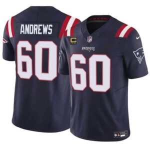 New England Patriots #60 David Andrews Navy 2024 F.U.S.E. With 4-Star C Patch Vapor Limited Football Stitched Jersey