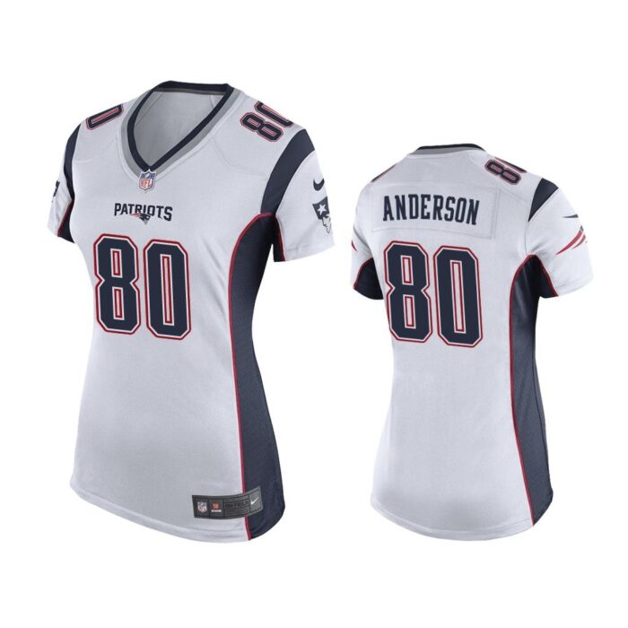 New England Patriots #80 White Stephen Anderson Game Jersey - Women