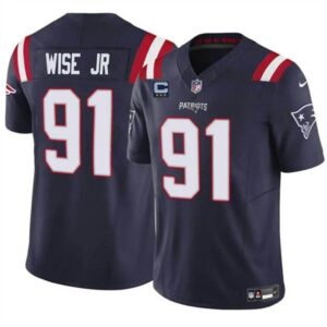 New England Patriots #91 Deatrich Wise Jr Navy 2024 F.U.S.E. With 3-Star C Patch Vapor Limited Football Stitched Jersey