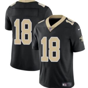 New Orleans Saints #18 Spencer Rattler Black Vapor Limited Football Stitched Jersey