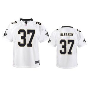 New Orleans Saints #37 White Steve Gleason Game Jersey - Youth