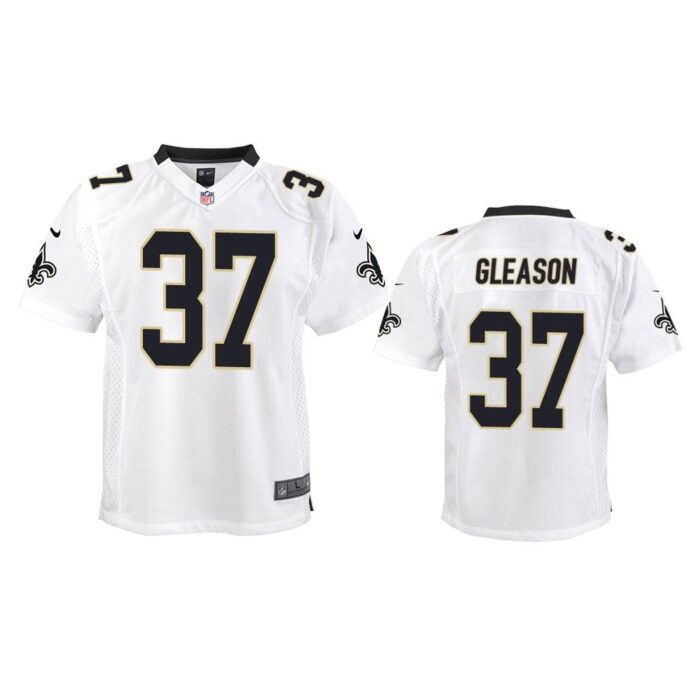 New Orleans Saints #37 White Steve Gleason Game Jersey - Youth