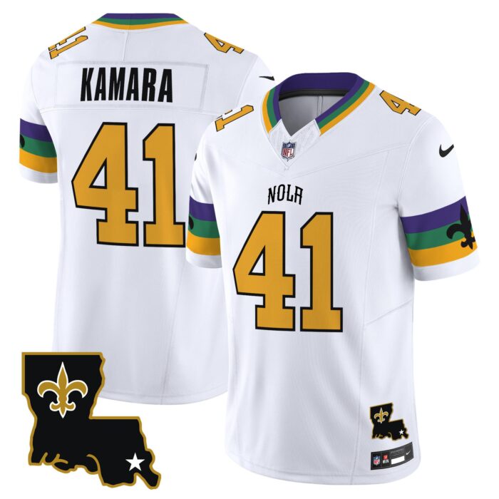 New Orleans Saints #41 Alvin Kamara White 2024 F.U.S.E. Vapor Limited Football Stitched Jersey