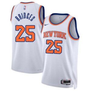 New Yok Knicks #25 Mikal Bridges White Association Edition Swingman Stitched Basketball Jersey