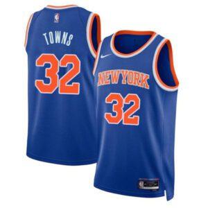 New Yok Knicks #32 Karl-Anthony Towns Blue Icon Edition Swingman Stitched Basketball Jersey