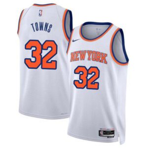 New Yok Knicks #32 Karl-Anthony Towns White Association Edition Swingman Stitched Basketball Jersey