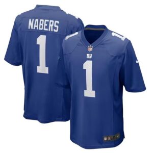 New York Giants #1 Malik Nabers Royal 2024 First Round Pick Football Stitched Game Jersey