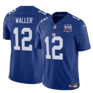 New York Giants #12 Darren Waller Blue 2024 F.U.S.E. 100TH Season Patch Vapor Untouchable Limited Football Stitched Jersey