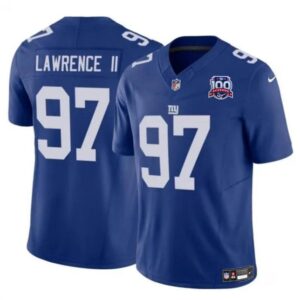 New York Giants #97 Dexter Lawrence II Blue 2024 F.U.S.E. 100TH Season Patch Vapor Untouchable Limited Football Stitched Jersey