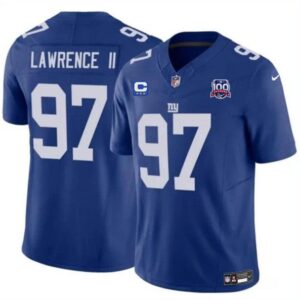 New York Giants #97 Dexter Lawrence II Blue 2024 F.U.S.E. With 3-Star C Patch And 100TH Season Patch Vapor Untouchable Limited Stitched Jersey