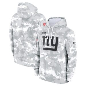 New York Giants Youth 2024 Salute To Service Pullover Hoodie - White/Gray