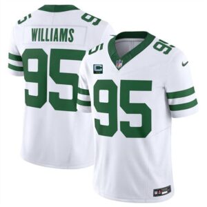 New York Jets #95 Quinnen Williams White 2024 F.U.S.E. With 2-Star C Patch Vapor Limited Throwback Football Stitched Jersey