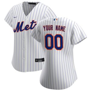 New York Mets Women Home Replica Custom Jersey - White