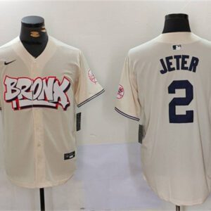 New York Yankees #2 Derek Jeter Cream Bronx Graffiti V2 Vapor Limited Stitched Baseball Jersey