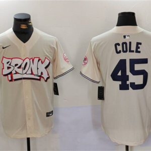 New York Yankees #45 Gerrit Cole Cream Bronx Graffiti V2 Vapor Limited Stitched Baseball Jersey