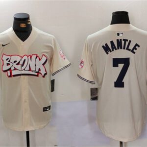 New York Yankees #7 Mickey Mantle Cream Bronx Graffiti V2 Vapor Limited Stitched Baseball Jersey