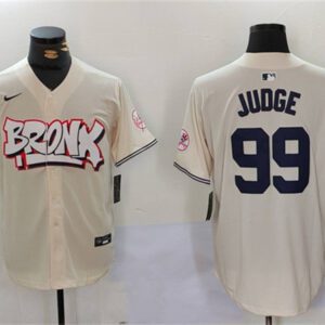 New York Yankees #99 Aaron Judge Cream Bronx Graffiti V2 Vapor Limited Stitched Baseball Jersey